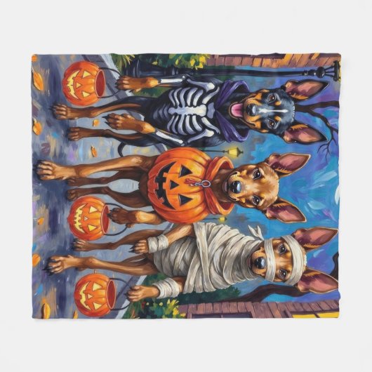 Belgische Malinois Hunde Trick-or-Treating Hallowe Fleecedecke (Vorderseite (Horizontal))