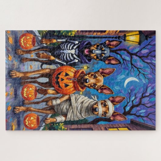 Belgische Malinois Hunde Trick-or-Treating Hallowe Puzzle (Horizontal)