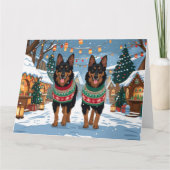 Belgische Malinois Hunde Weihnachtsschneeferien Karte (Vorderseite)