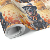 Belgische Malinois im Herbst hinterlässt Erntedank Geschenkpapier (Rolleneckpunkt)