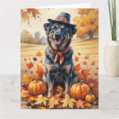 Belgische Malinois im Herbst hinterlässt Erntedank Karte (Vorderseite)