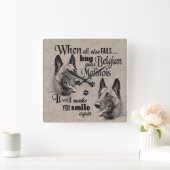 Belgische Malinois-Kunst, wenn alles versage Zitat Quadratische Wanduhr (Zuhause)