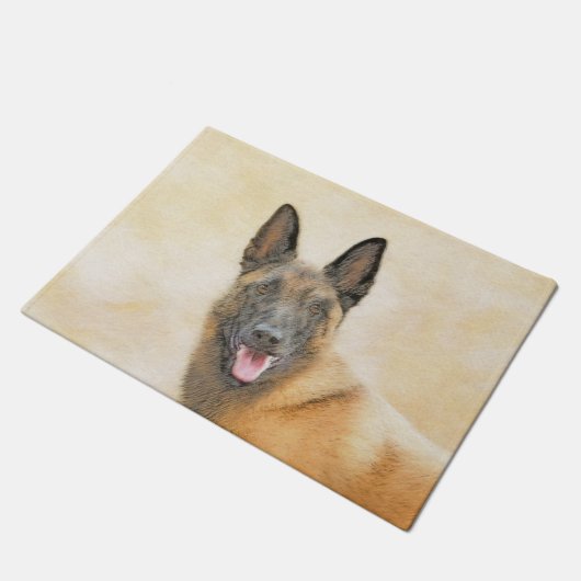 Belgische Malinois-Malerei - Niedliche Original Hu Fußmatte (Schrägansicht)
