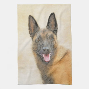 Belgische Malinois-Malerei - Niedliche Original Hu Geschirrtuch