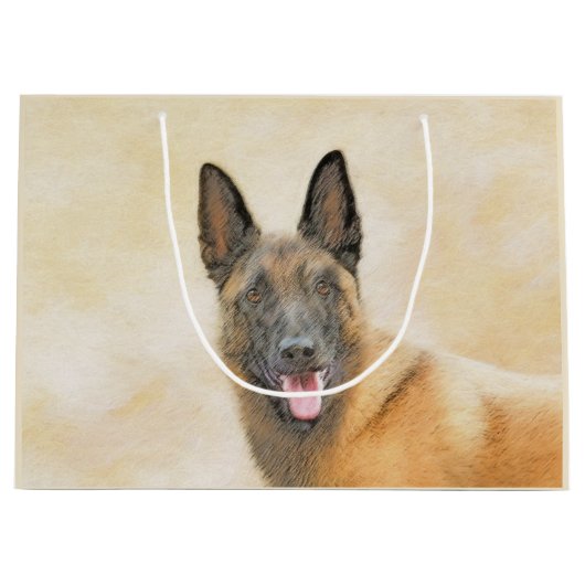 Belgische Malinois-Malerei - Niedliche Original Hu Große Geschenktüte (Vorderseite)