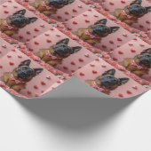 Belgische Malinois mit Rose - Valentinstag Geschenkpapier (Ecke)