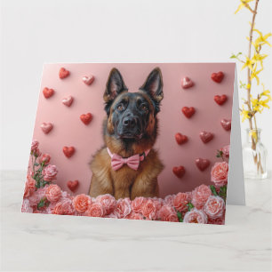 Belgische Malinois mit Rose - Valentinstag Karte