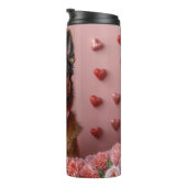 Belgische Malinois mit Rose - Valentinstag Thermosbecher (Nach rechts gedreht)