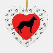 Belgische Malinois Silhouette Herz-Paw Prints Keramik Ornament (Vorne)