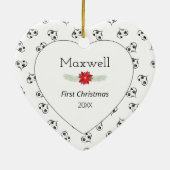 Belgische Malinois Silhouette Herz-Paw Prints Keramik Ornament (Hinten)