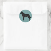 Belgische Malinois-Silhouette Runder Aufkleber (Tasche)