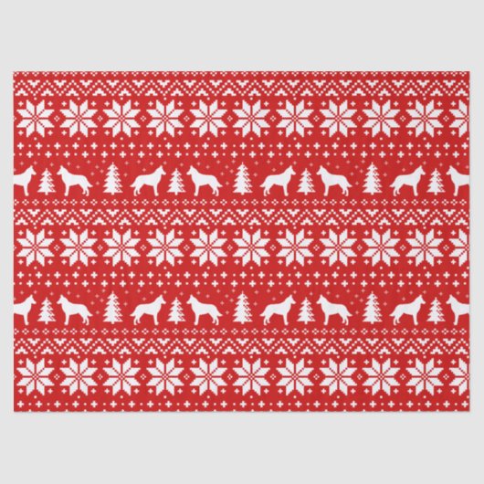 Belgische Malinois Silhouetten Weihnachtsmuster Ro Seidenpapier (Vorderseite)