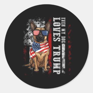Belgische Malinois sogar meine Hunde Lieben Trump Runder Aufkleber