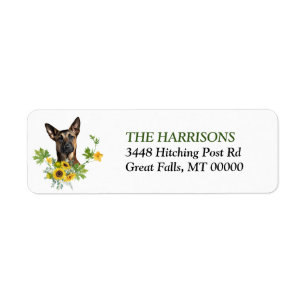 Belgische Malinois-Sonnenblumenkäfer-Rücksendeadre