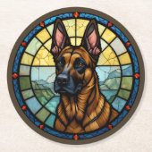 Belgische Malinois-Verkleidung Runder Pappuntersetzer (Vorderseite)