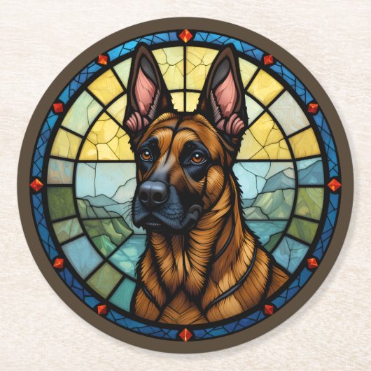 Belgische Malinois-Verkleidung Runder Pappuntersetzer (Vorderseite)