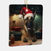 Belgische Malinois Weihnachtskost Feiertag Keramikornament (Rechts)