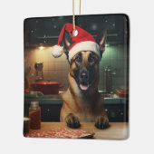 Belgische Malinois Weihnachtskost Feiertag Keramikornament (Links)