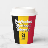 Belgische Nationalfeiertag-Fahne Pappbecher (Vorderseite)