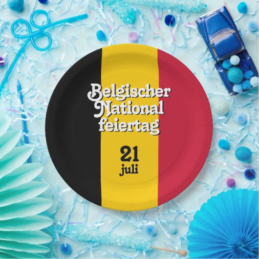 Belgische Nationalfeiertag-Fahne Pappteller (Party)