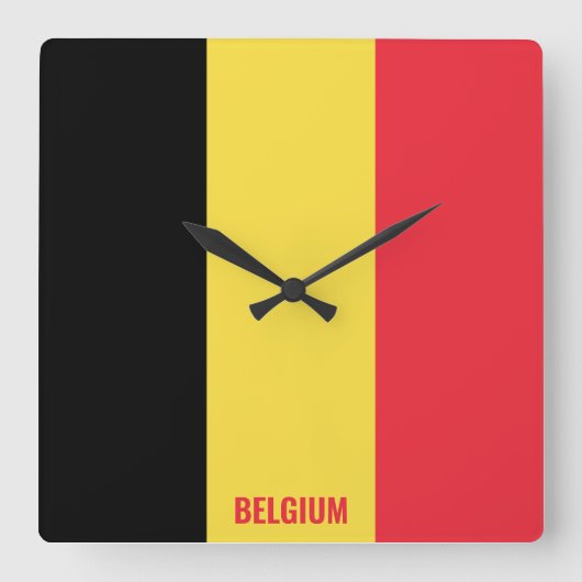 Belgische Nationalflagge Patriotisch Quadratische Wanduhr (Vorderseite)
