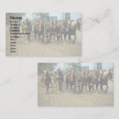 Belgische pflügende Pferde, six-up, rote Visitenkarte (Vorne/Hinten)