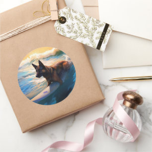 Belgische Schäfer-Strandmalerei Runder Aufkleber