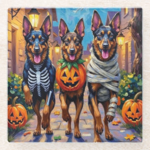 Belgische Schäferhunde - Trick-or-Treating Hallowe Glasuntersetzer