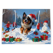 Belgische Schäferhütte Weihnachts-Schneeszene Große Geschenktüte (Vorderseite)
