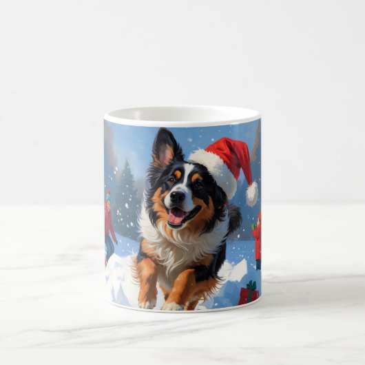 Belgische Schäferhütte Weihnachts-Schneeszene Kaffeetasse (Mittel)