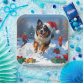 Belgische Schäferhütte Weihnachts-Schneeszene Pappteller (Party)