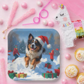 Belgische Schäferhütte Weihnachts-Schneeszene Pappteller (Party)