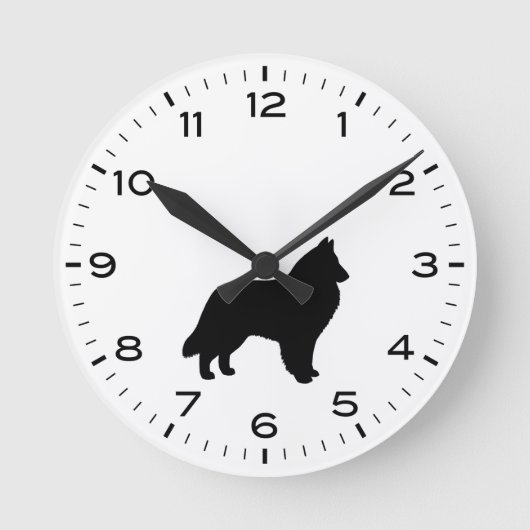 Belgische Schafhund-Silhouette Runde Wanduhr (Vorderseite)