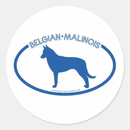 Belgische Silhouette Malinois Runder Aufkleber (Vorderseite)