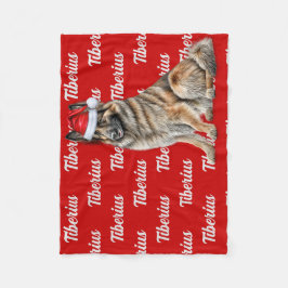 Belgische Tervuren auf Rot mit Namen Weihnachtshun Fleecedecke