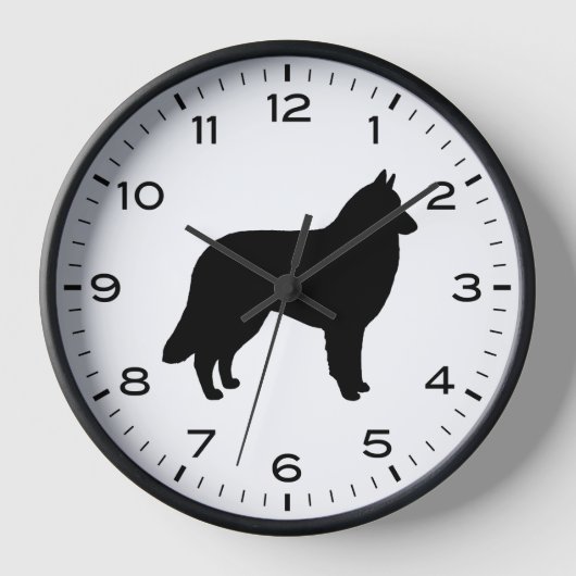 Belgische Tervuren Dog Silhouette Uhr (Vorderseite)