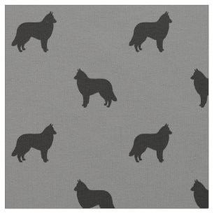 Belgische Tervuren Dog Silhouetten Schwarz und Gra Stoff