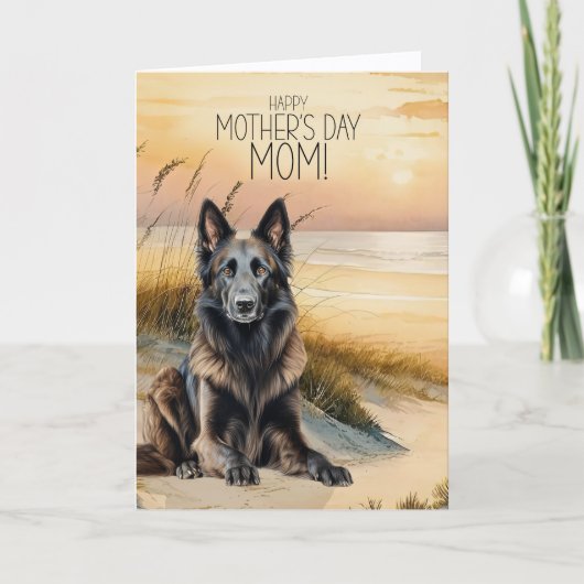 Belgische Tervuren Dog Sunset Beach Mother Day Feiertagskarte (Vorderseite)