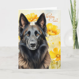 Belgische Tervuren Dog und goldene Pflaumen zum Ge Karte