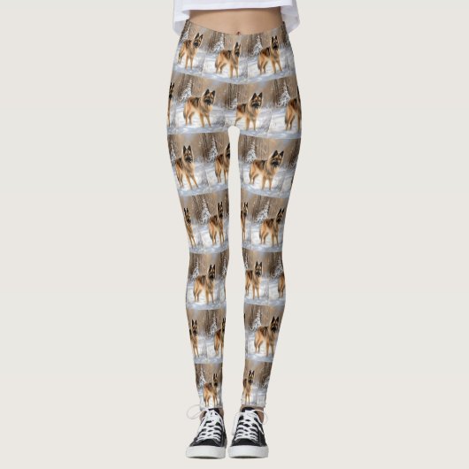 Belgische Tervuren lassen es Weihnachten Leggings (Vorderseite)