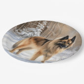 Belgische Tervuren lassen es Weihnachten Pappteller (Schrägansicht)