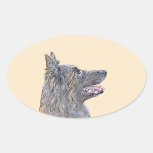 Belgische Tervuren Malerei - Niedliche Original Hu Ovaler Aufkleber