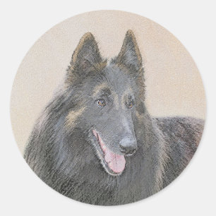 Belgische Tervuren Malerei - Niedliche Original Hu Runder Aufkleber