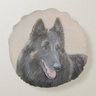 Belgische Tervuren Malerei - Niedliche Original Hu Rundes Kissen
