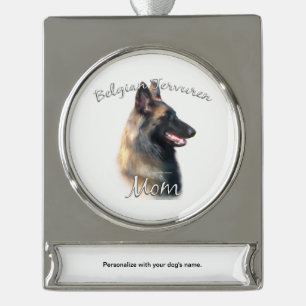 Belgische Tervuren Mama 2 Banner-Ornament Silber