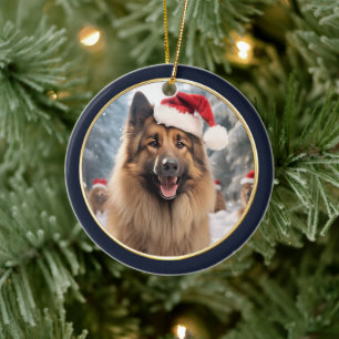 Belgische Tervuren Weihnachtsmannmütze Winterwald Keramik Ornament
