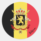Belgische und belgische Flaggen, Urlaub / Sport Runder Aufkleber (Vorderseite)