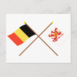Belgische und Limburger Flaggen überqueren Postkarte