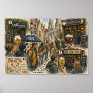 Belgischer Bier-Spaziergang Durch Die Geschichte P Poster