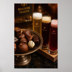 Belgischer Bier- und Schokoladen-Ritual-Plakat Poster